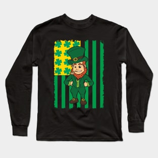 Irish American Leprechaun Flag Long Sleeve T-Shirt